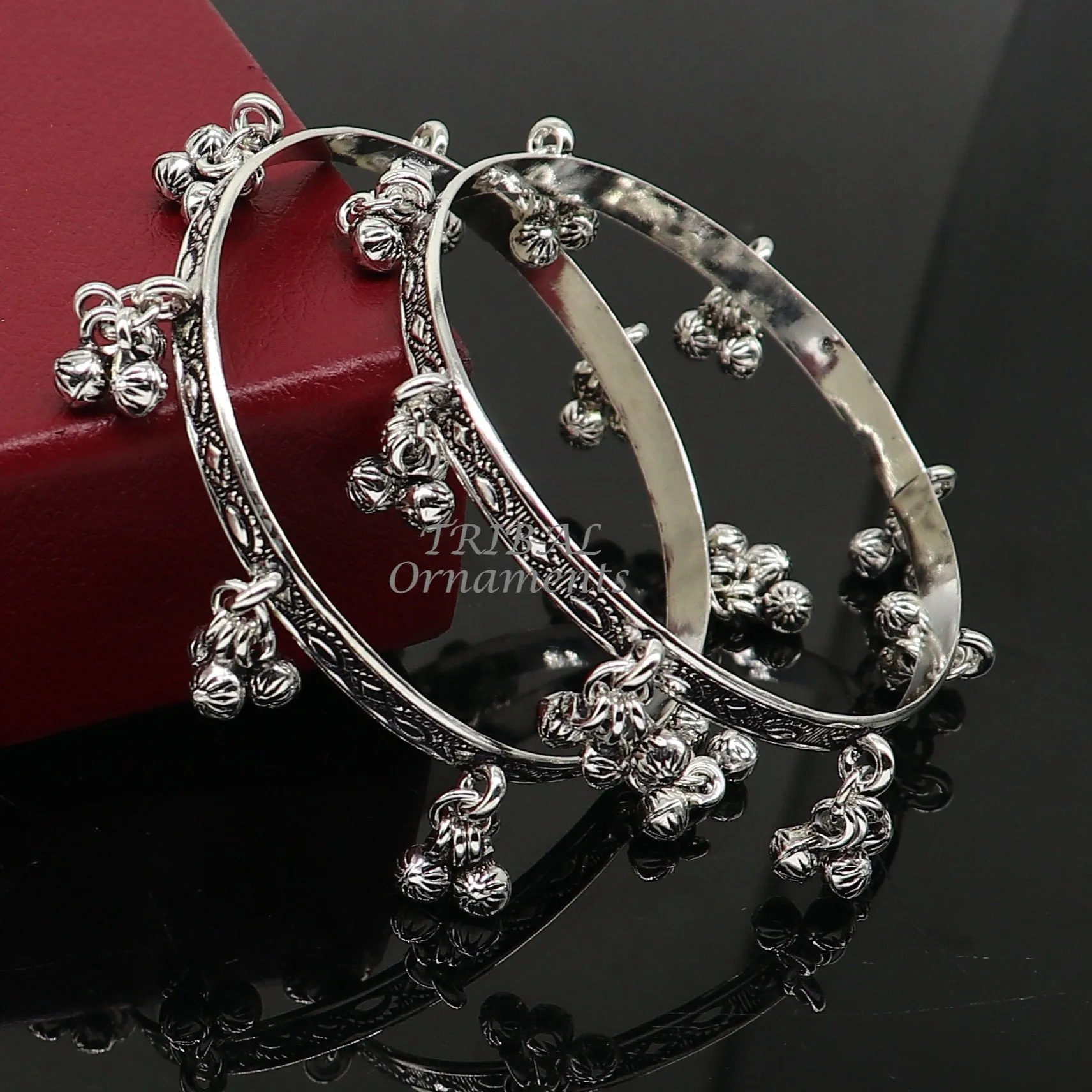 925 sterling silver handmade girl's bangle bracelet unique gorgeous jingling bells drops. excellent charm brides gifting jewelry ba178