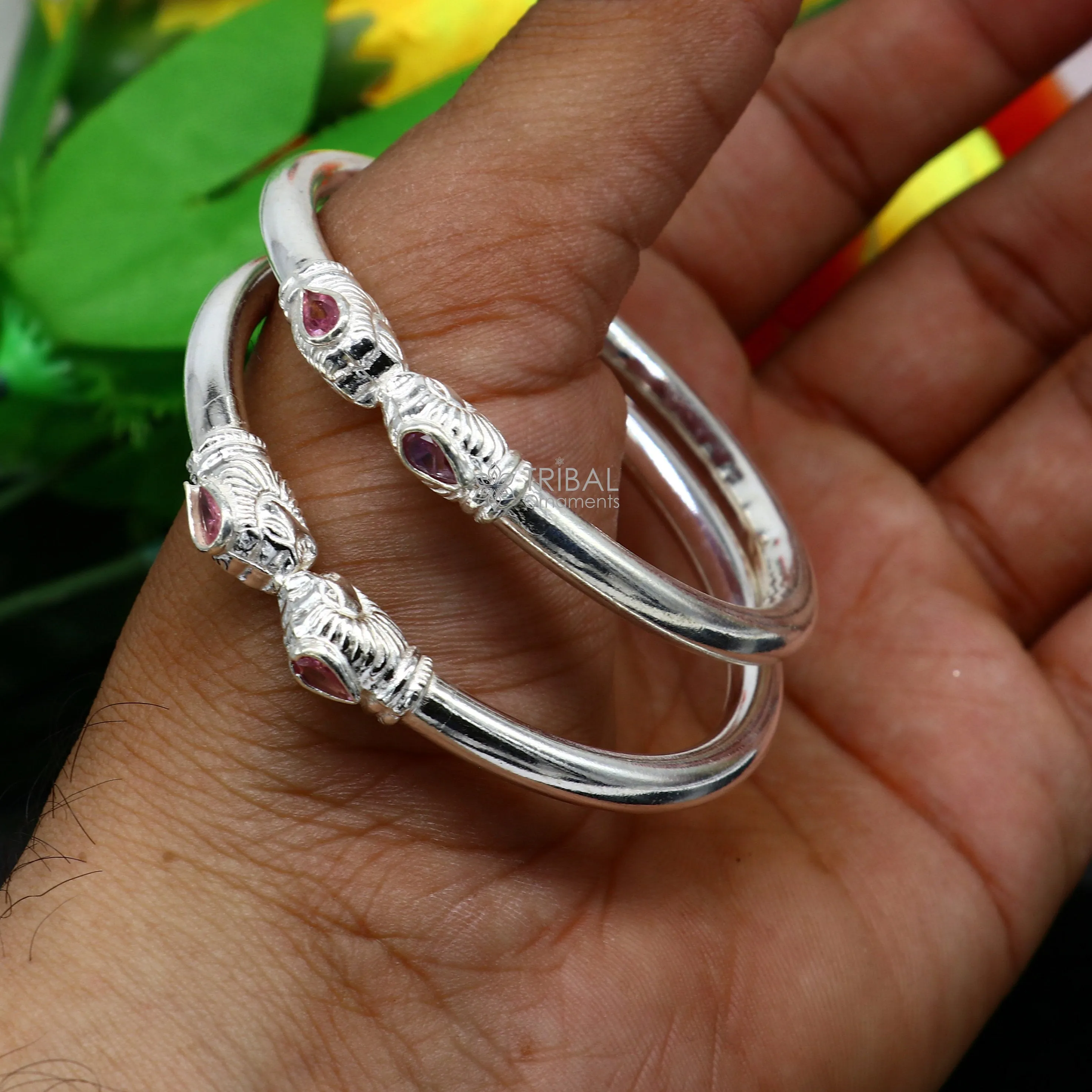 925 sterling silver handmade lion face design cultural trendy kada bracelet for men's and girl's, best delicate Light weight jewelry nsk675