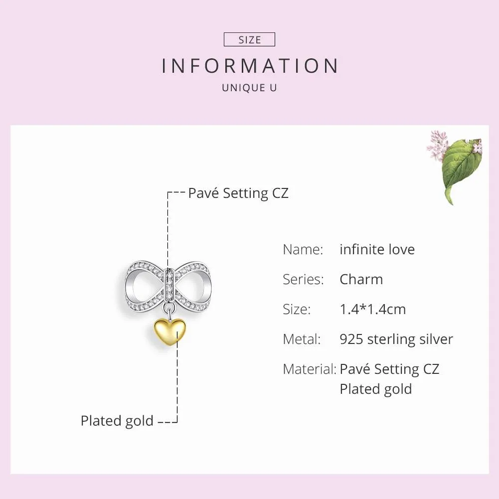 925 Sterling Silver Infinite Love Necklace & Bracelet Charm