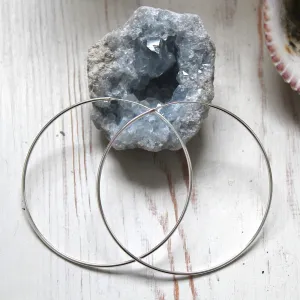 925 Sterling Silver Large   Simple Hoops