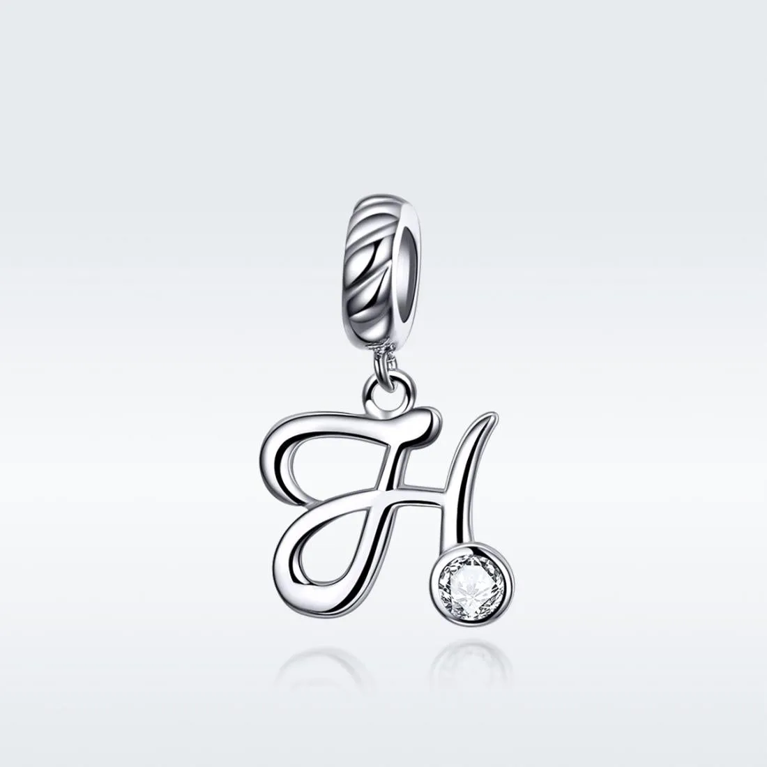 925 Sterling Silver Letter Pendant For Diy Bracelet Or Necklace Style - H