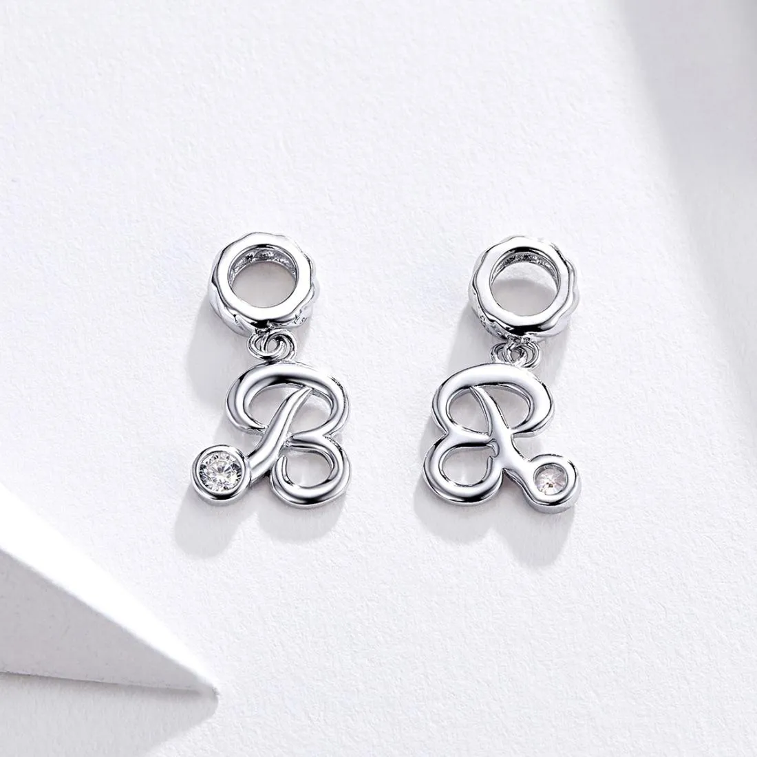 925 Sterling Silver Personalized Letter Pendant For Diy Bracelets & Necklaces Style - R