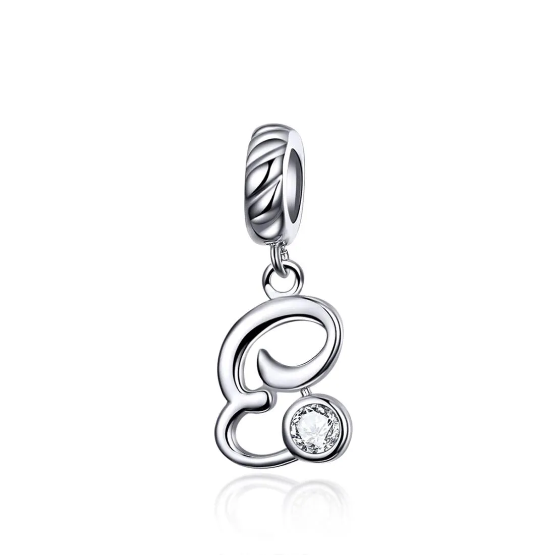925 Sterling Silver Personalized Letter Pendant For Diy Bracelets And Necklaces Style - E