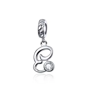 925 Sterling Silver Personalized Letter Pendant For Diy Bracelets And Necklaces Style - E