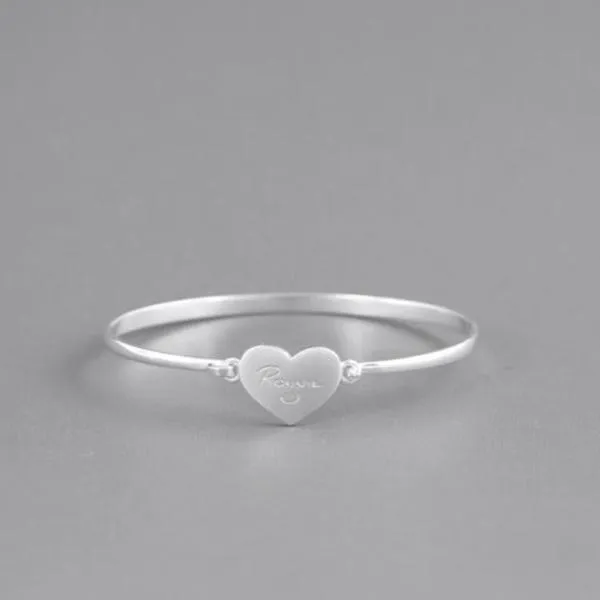 925 Sterling Silver Personalized Love Heart Signature Bangle