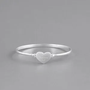 925 Sterling Silver Personalized Love Heart Signature Bangle