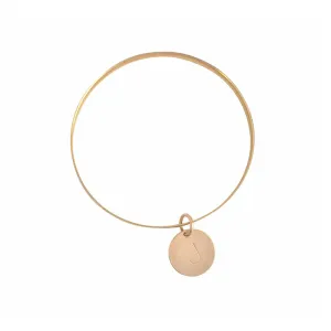925 Sterling Silver Personalized Thick Bangle with Disc