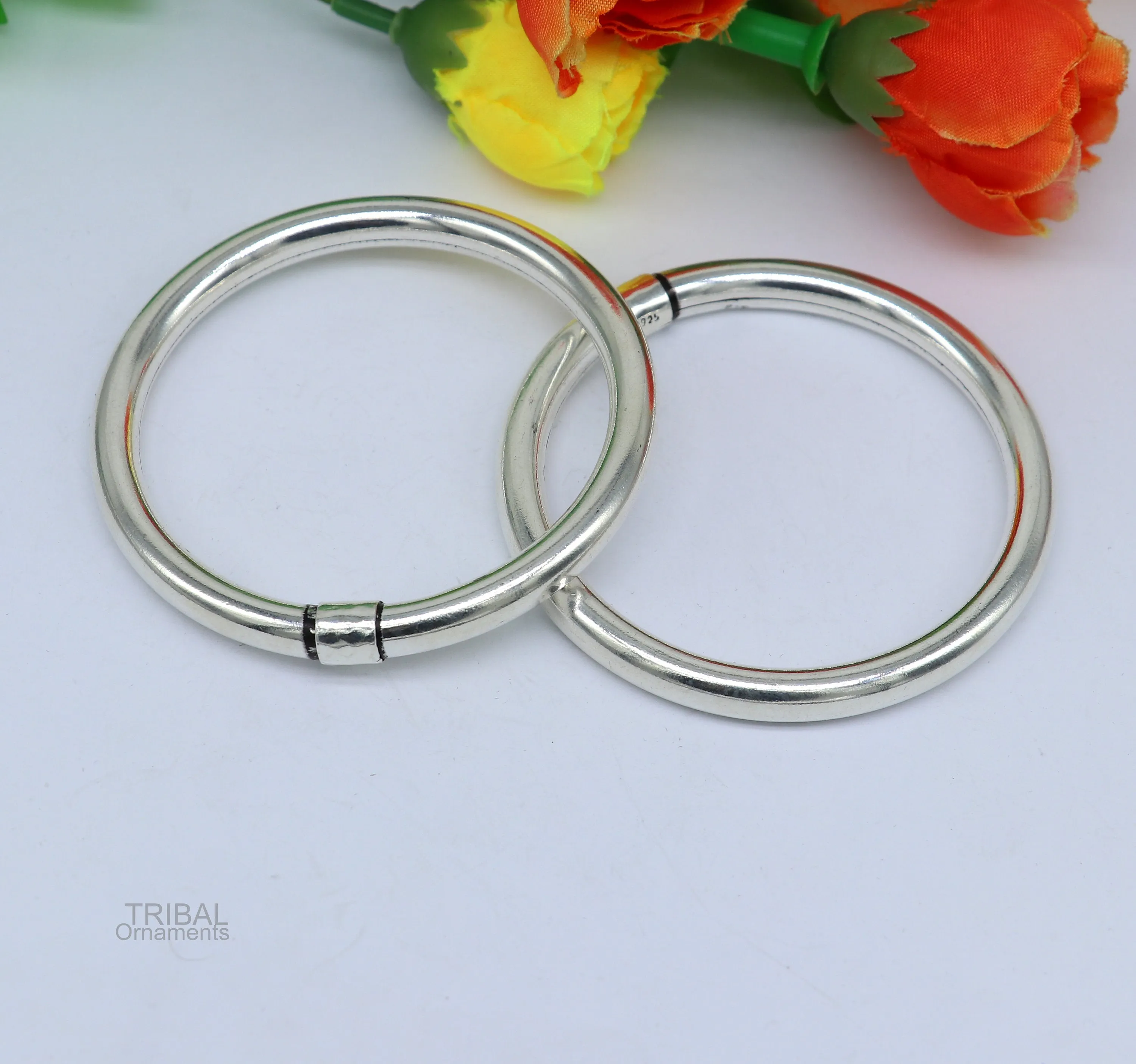 925 sterling silver plain shiny bright bangle bracelet kada, excellent personalized gifting stylish fancy bangle men's or girls ba136