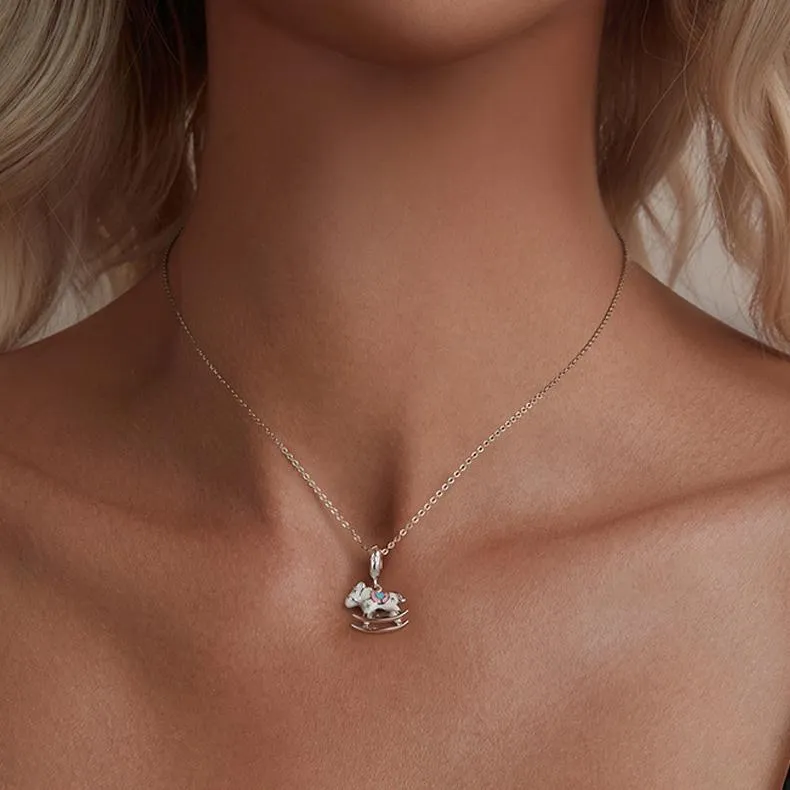 925 Sterling Silver Platinum Plated Trojan Horse Pendant