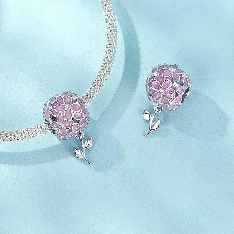 925 Sterling Silver Platinum Plated Zircon Flower Beads