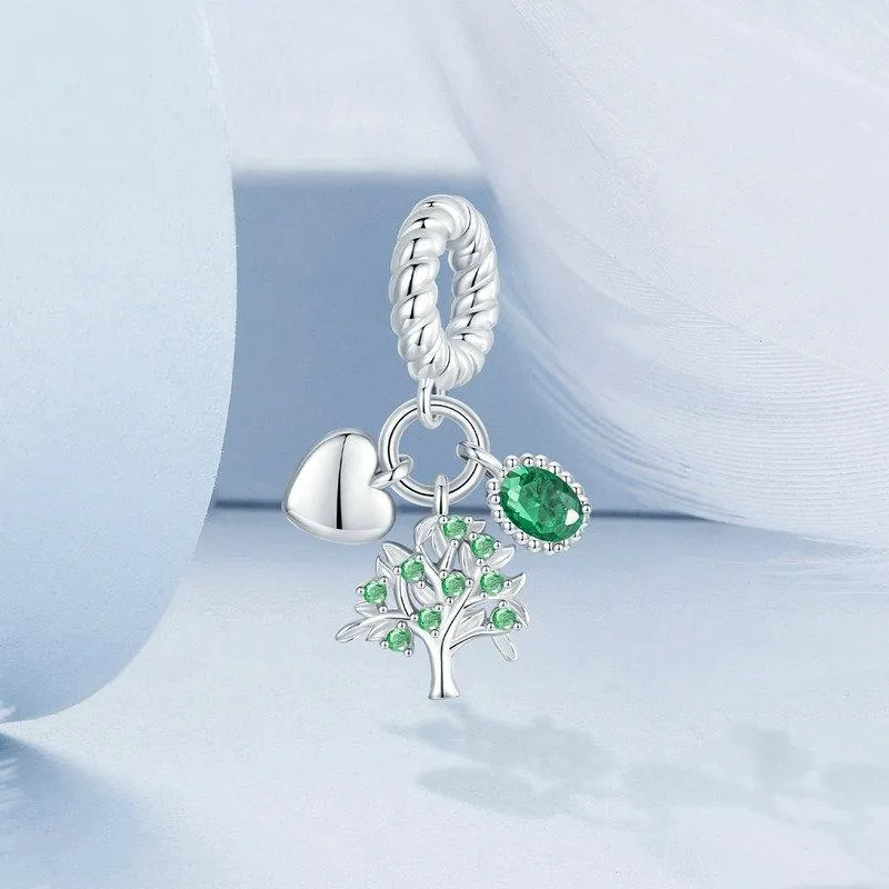925 Sterling Silver Platinum Plated Zircon Tree Of Life Pendant