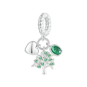 925 Sterling Silver Platinum Plated Zircon Tree Of Life Pendant