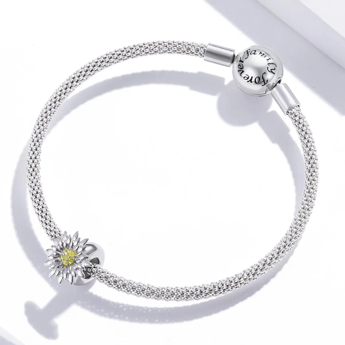 925 Sterling Silver Sunflower Bead Bracelet & Necklace Set