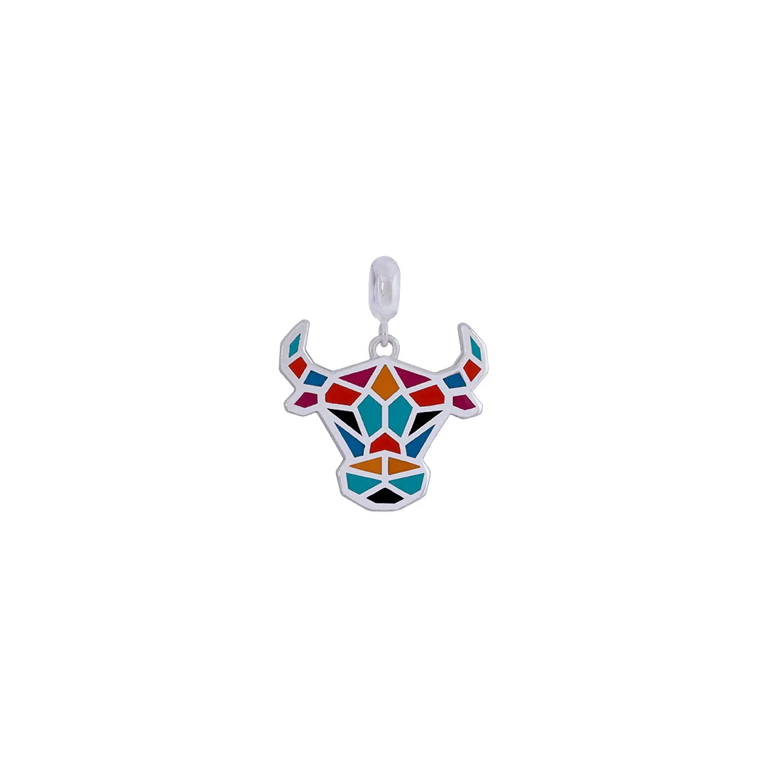 925 Sterling Silver Vibrant Mosaic Bovine Pendant