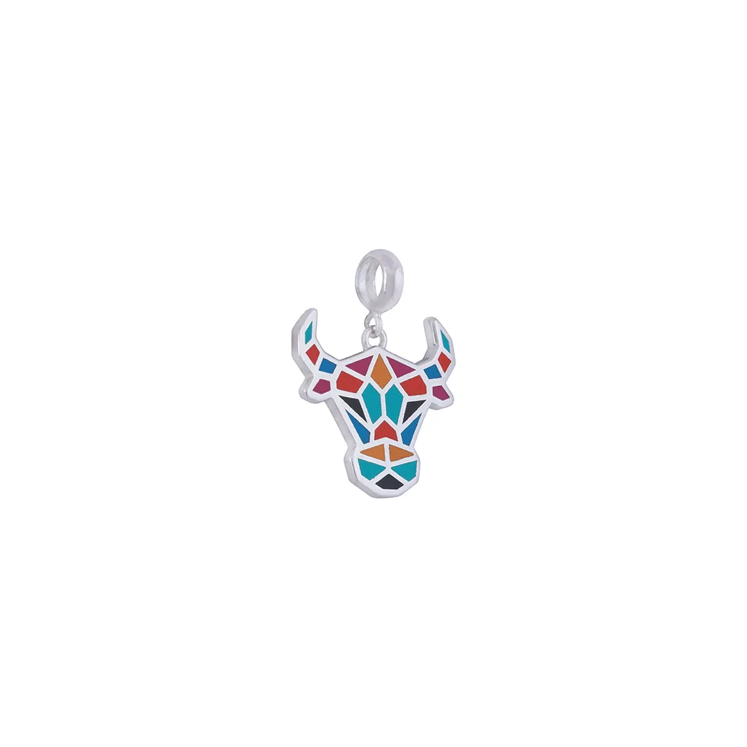 925 Sterling Silver Vibrant Mosaic Bovine Pendant