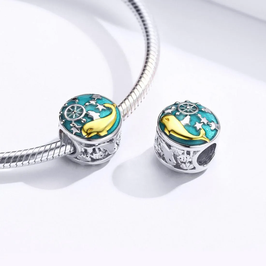 925 Sterling Silver Whale Star Beads For Diy Bracelets & Necklaces