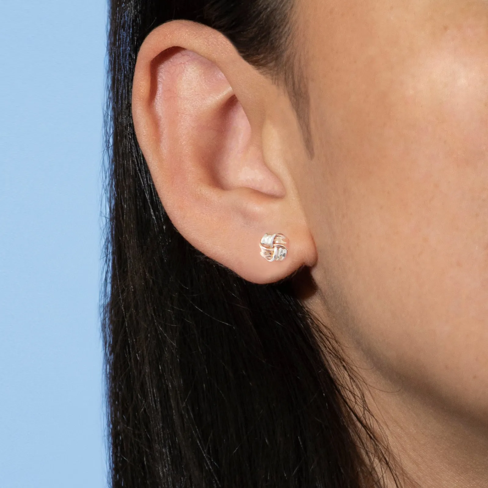 9ct Rose Gold & Sterling Silver Knot Earrings