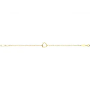 9ct Yellow Gold Minimalist Heart Centre Bracelet NK371B