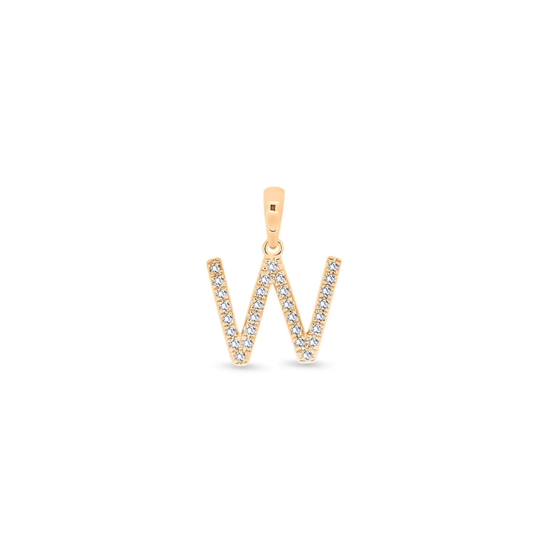 9K Gold Diamond 'W' Initial Pendant - DSSP-W