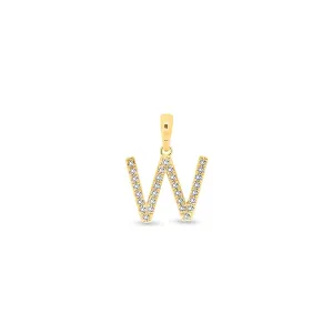 9K Gold Diamond 'W' Initial Pendant - DSSP-W