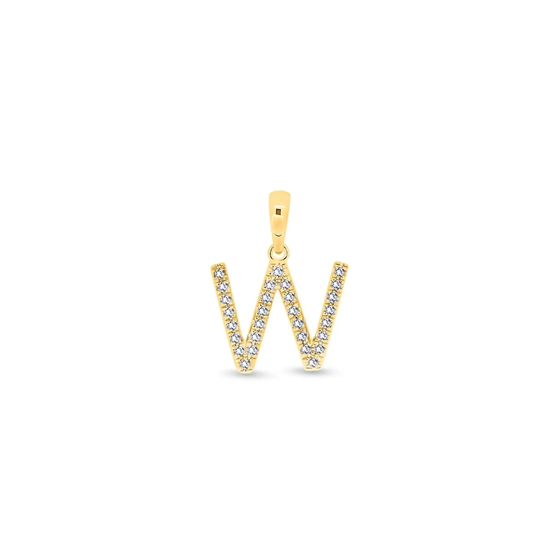 9K Gold Diamond 'W' Initial Pendant - DSSP-W