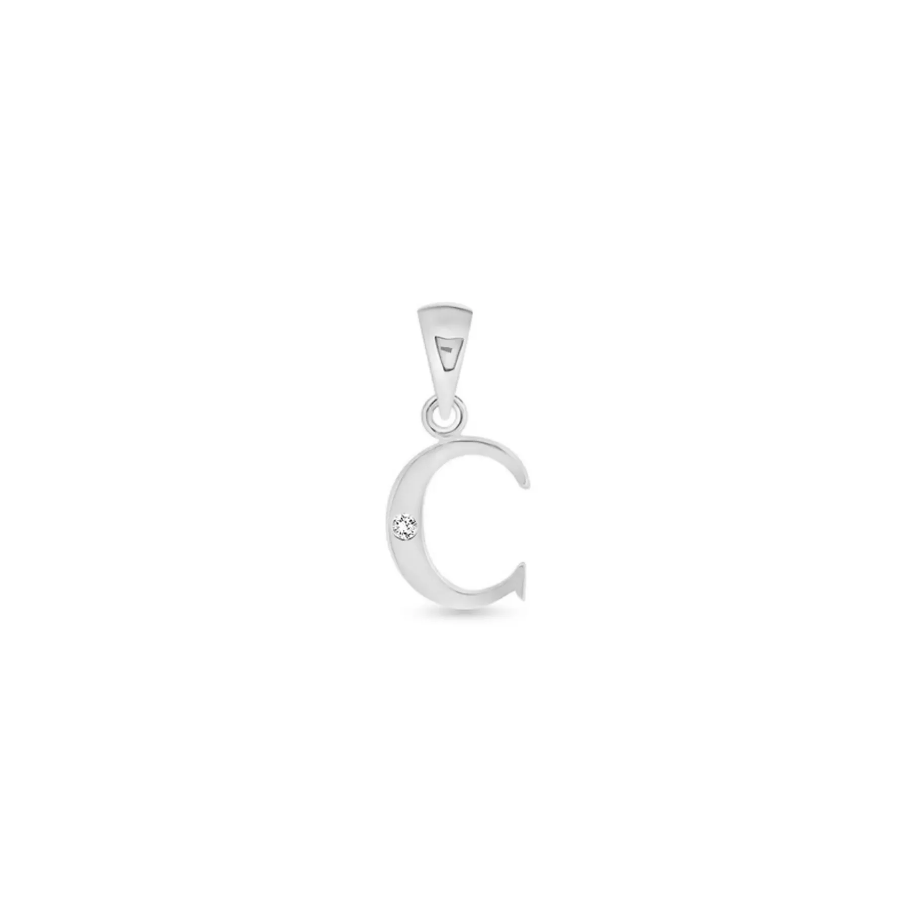 9K Gold Single Diamond 'C' Initial Pendant - DSNP-C