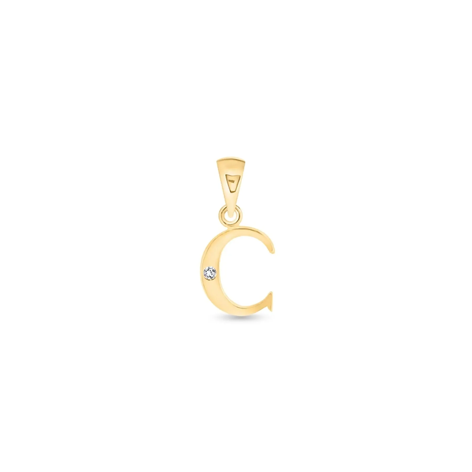 9K Gold Single Diamond 'C' Initial Pendant - DSNP-C