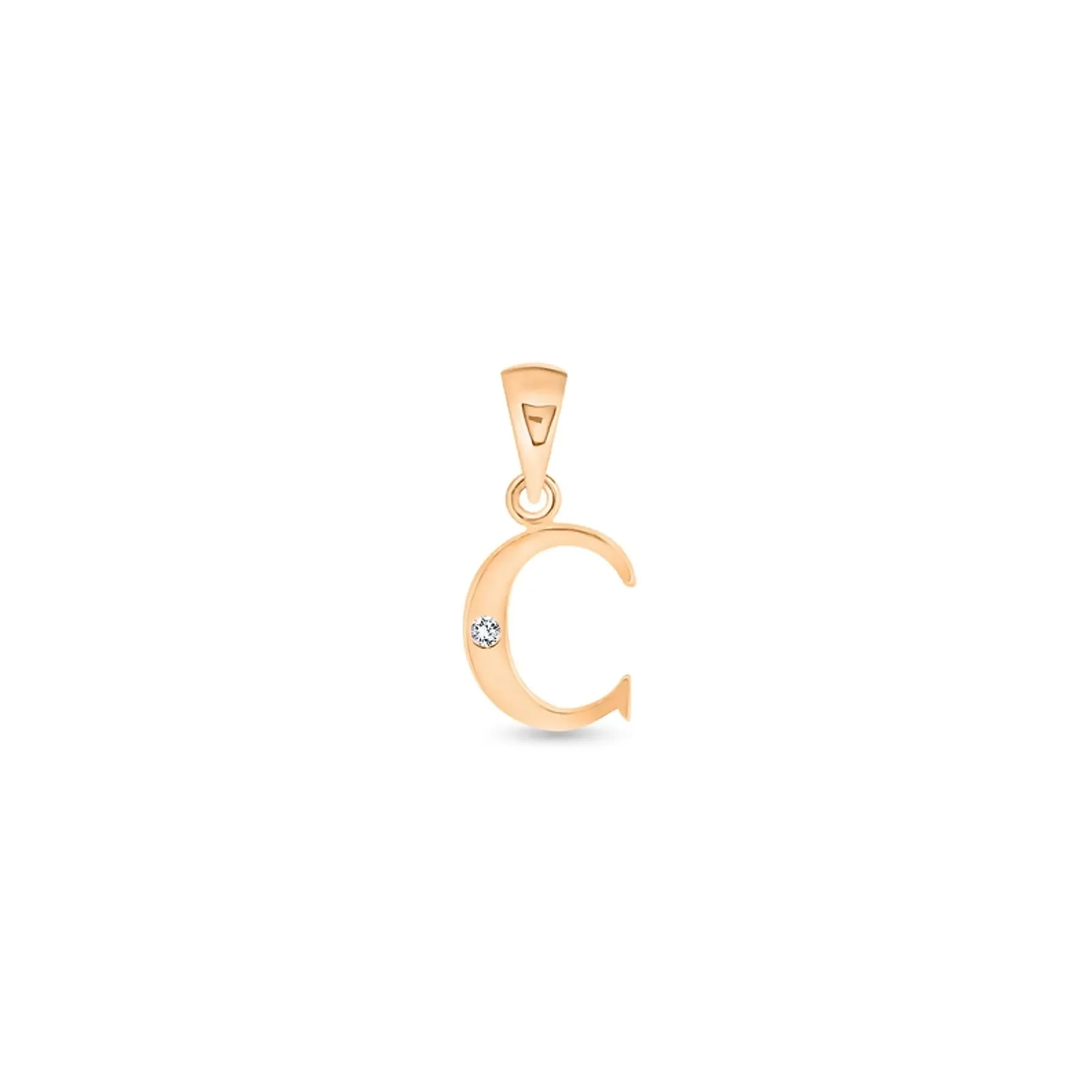 9K Gold Single Diamond 'C' Initial Pendant - DSNP-C