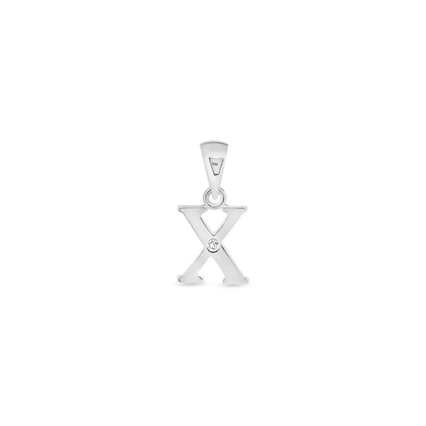 9K Gold Single Diamond 'X' Initial Pendant - DSNP-X