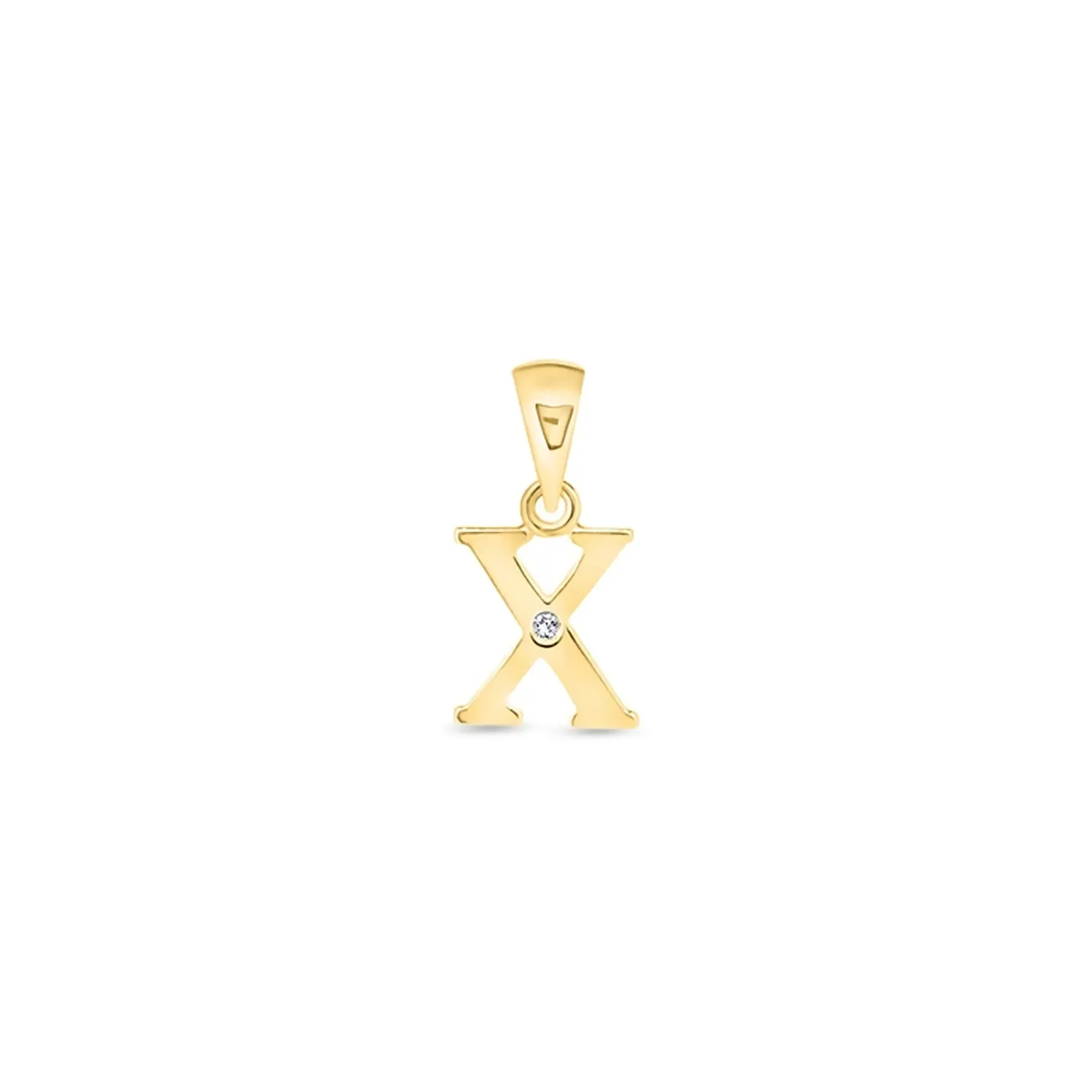 9K Gold Single Diamond 'X' Initial Pendant - DSNP-X