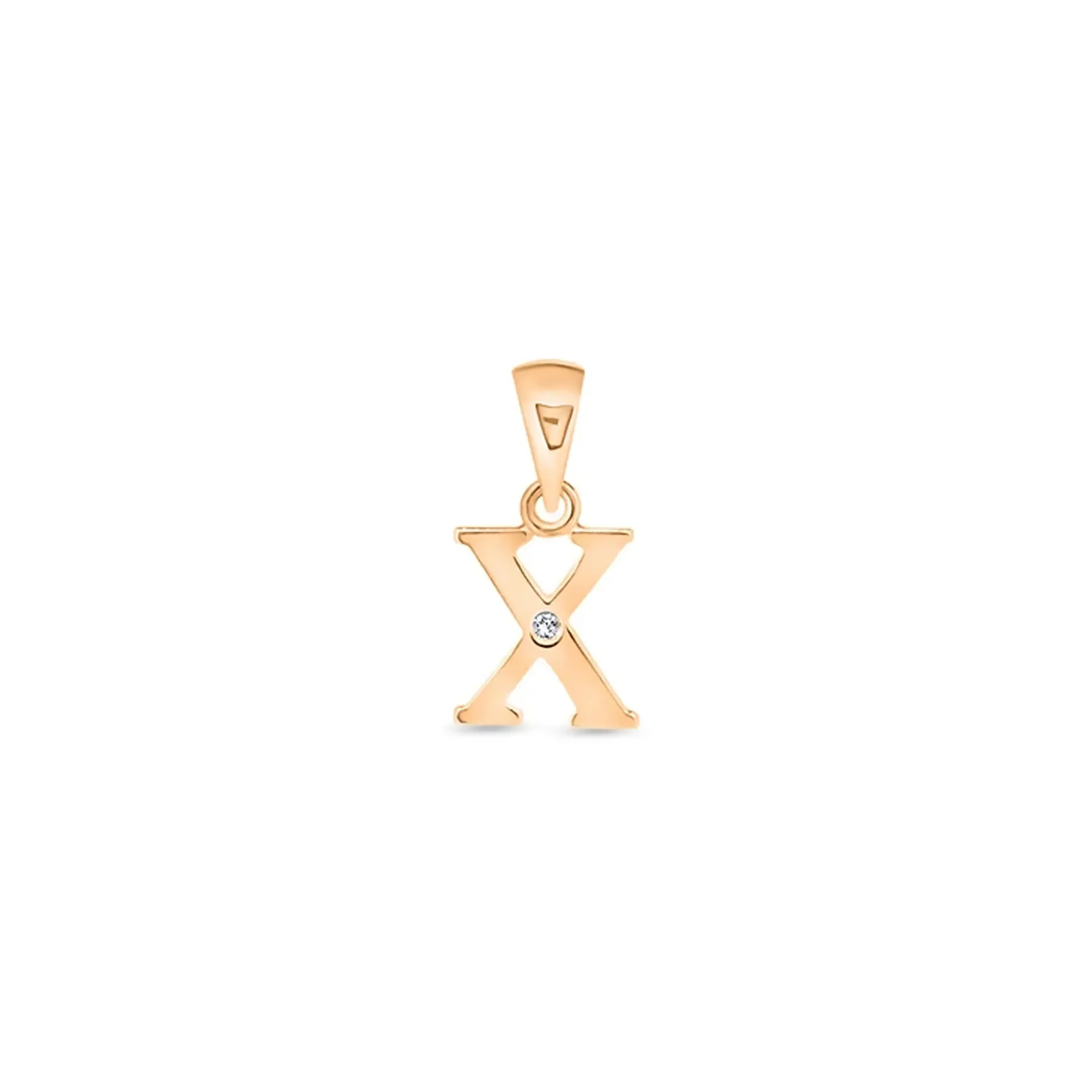 9K Gold Single Diamond 'X' Initial Pendant - DSNP-X