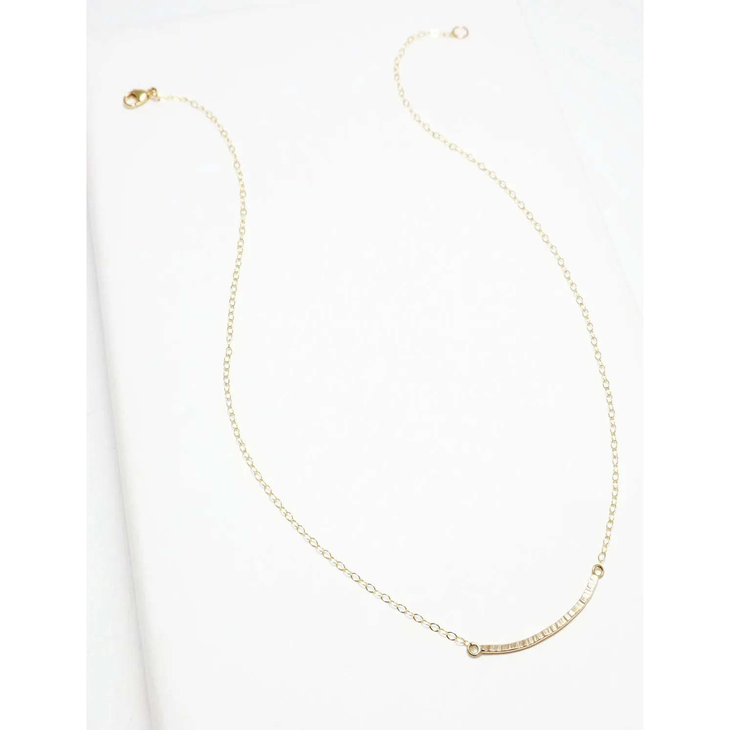Accent Short Curved Line Hammered Necklace