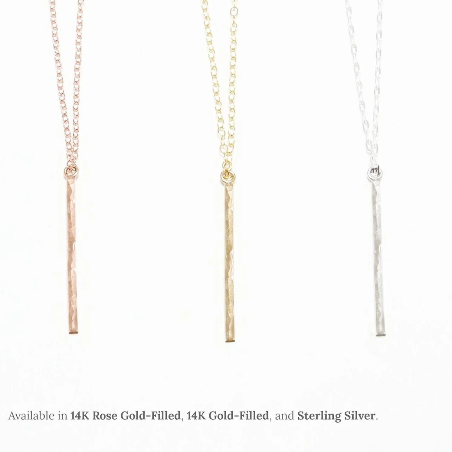 Accent Vertical Bar Hammered Long Necklace