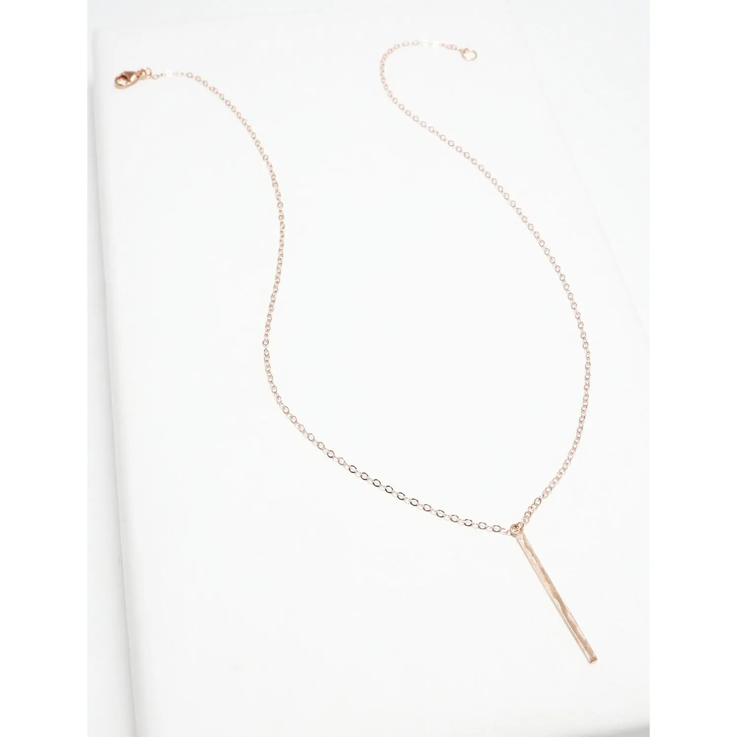 Accent Vertical Bar Hammered Long Necklace