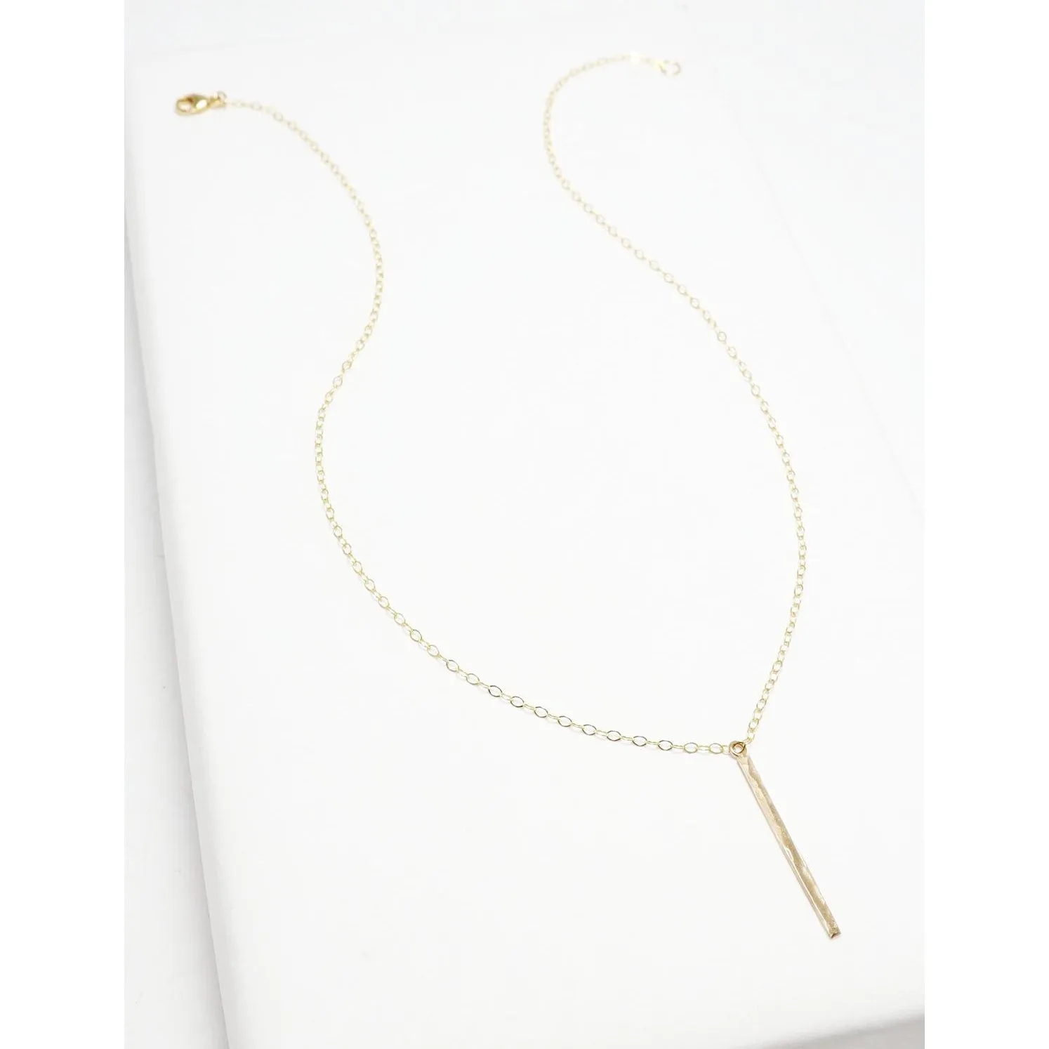 Accent Vertical Bar Hammered Long Necklace