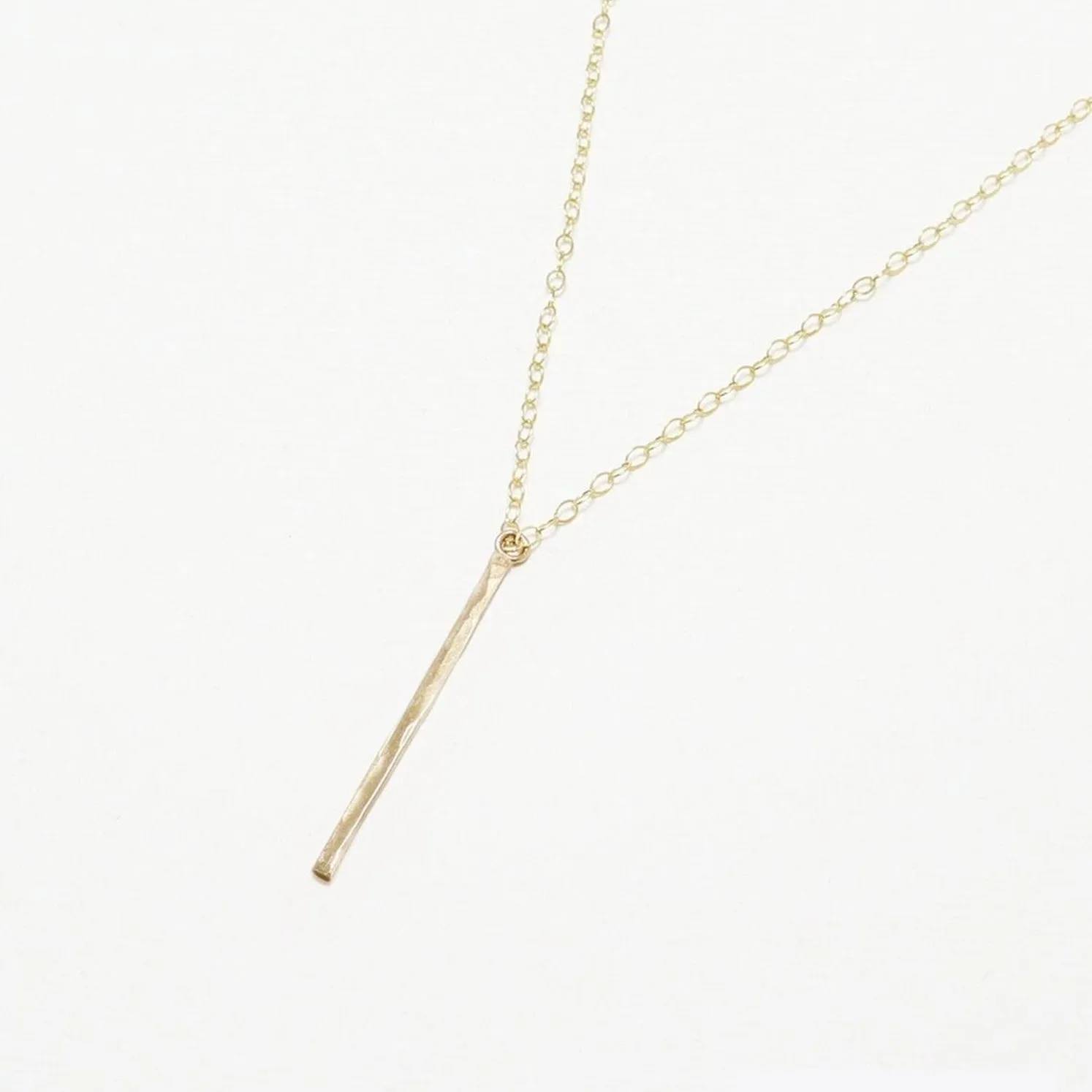 Accent Vertical Bar Hammered Long Necklace