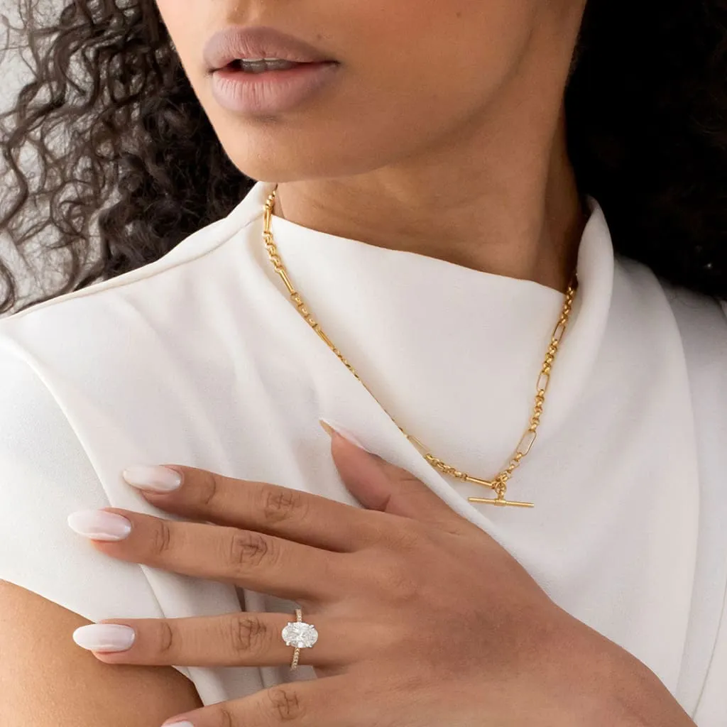 Albert T-Bar Figaro Necklace | 9ct Gold