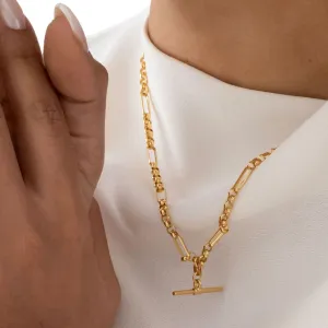 Albert T-Bar Figaro Necklace | 9ct Gold
