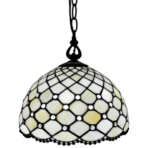 Amora Lighting AM119HL12B Jewel Tiffany Style Hanging Lamp 12" Wide