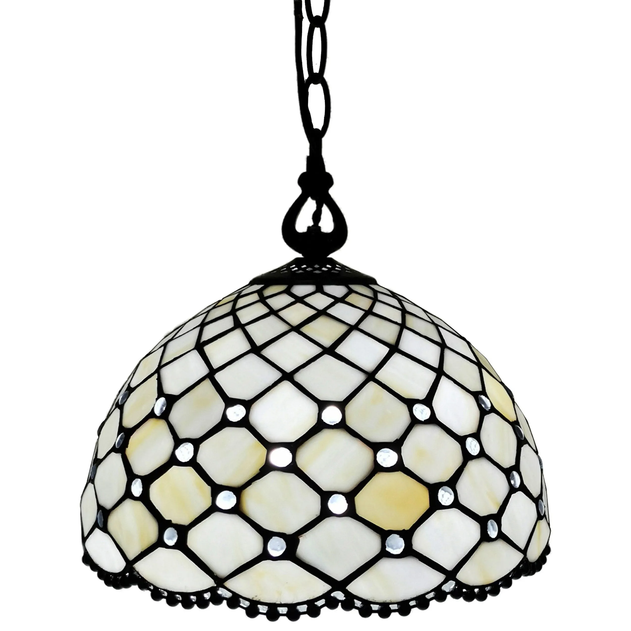 Amora Lighting AM119HL12B Jewel Tiffany Style Hanging Lamp 12" Wide