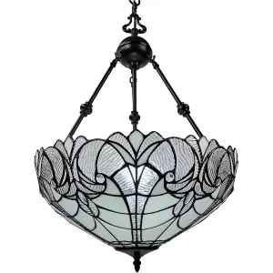 Amora Lighting AM263HL18B Tiffany Style Floral Hanging Lamp 18" Wide
