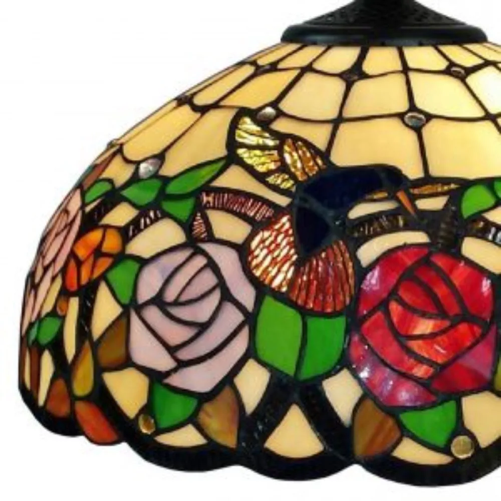 Amora Lighting Tiffany Style AM019HL16B Hummingbirds Floral Hanging Lamp 16" Wide