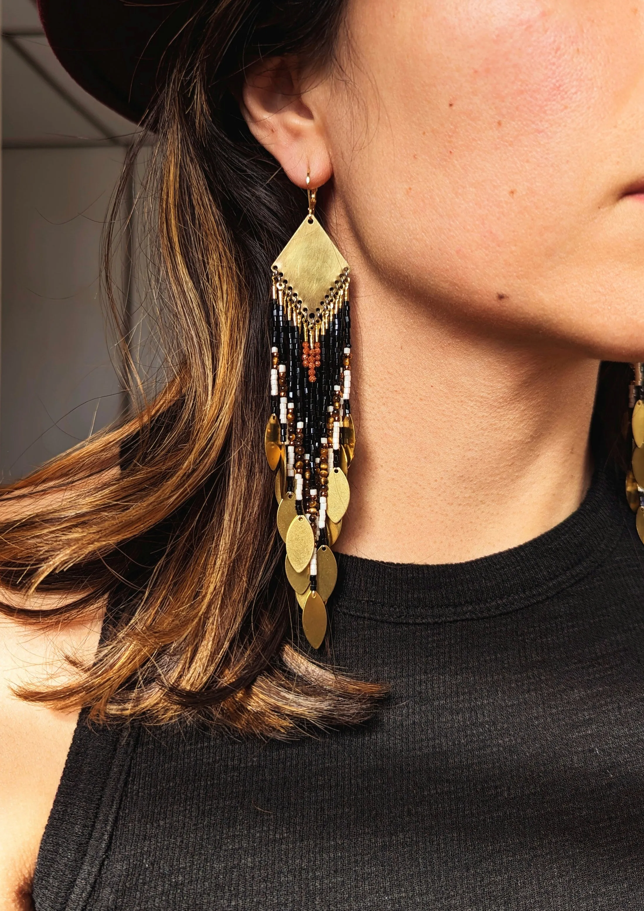 Angela Tiger Eye Beaded Earrings