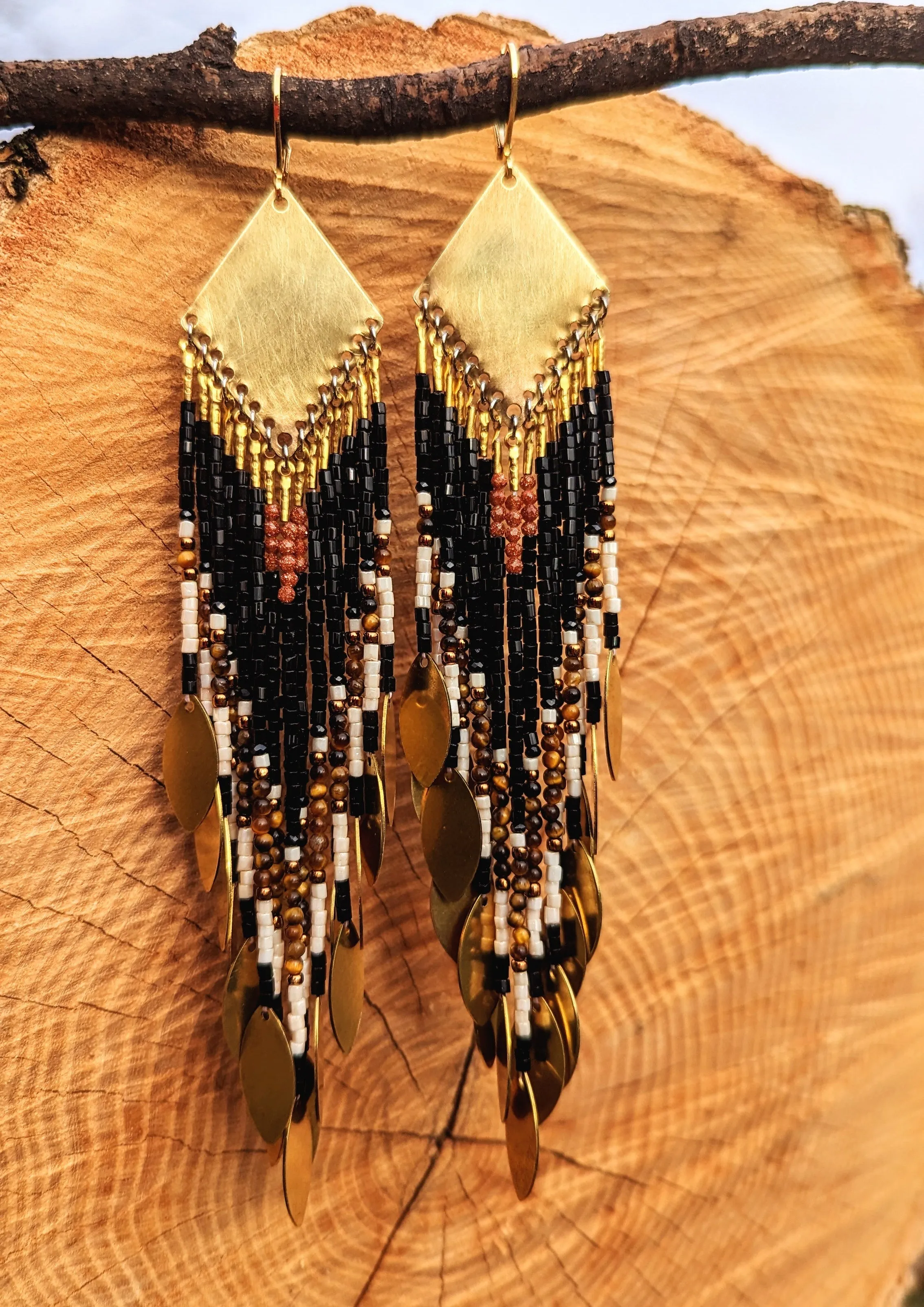 Angela Tiger Eye Beaded Earrings