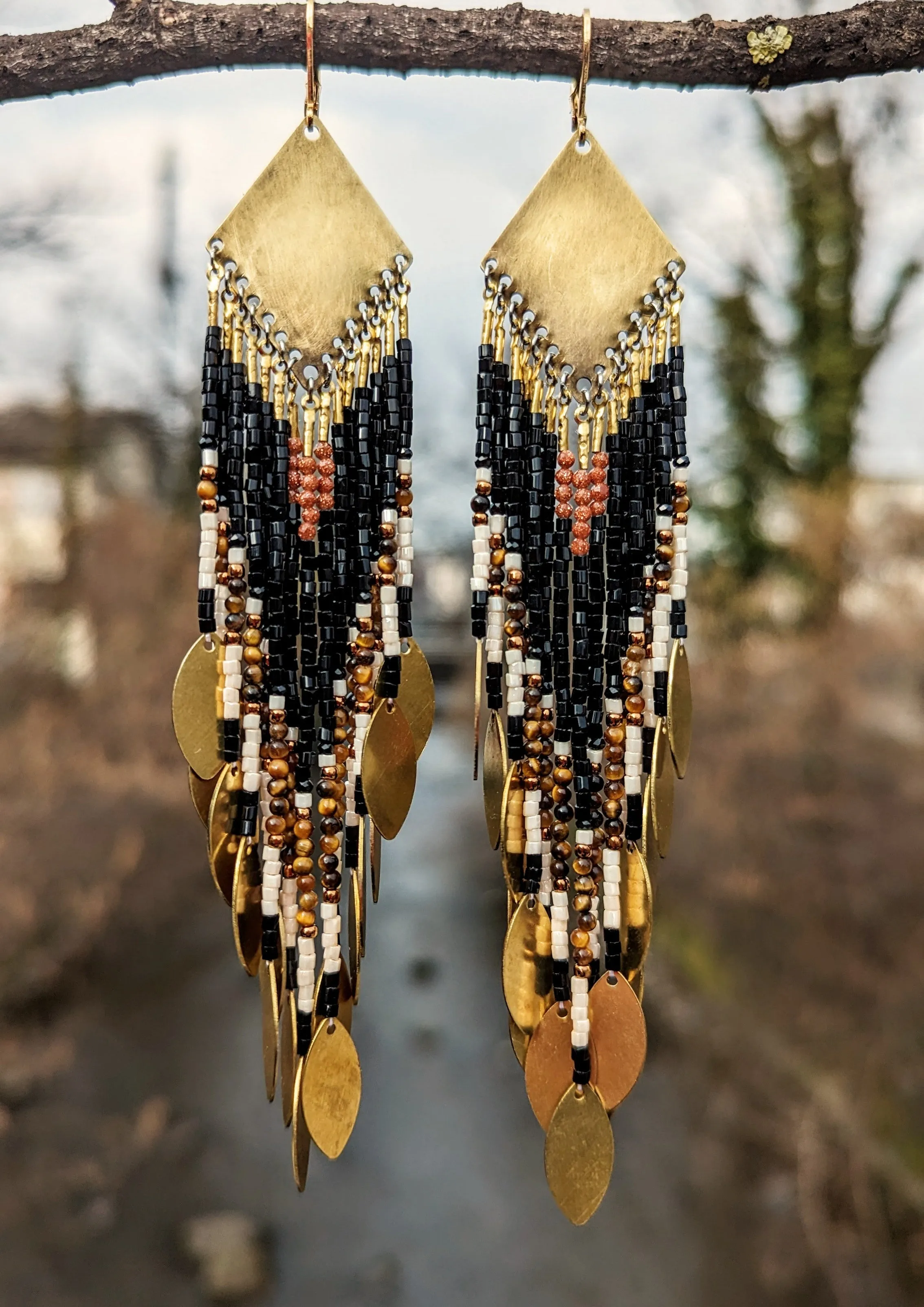 Angela Tiger Eye Beaded Earrings