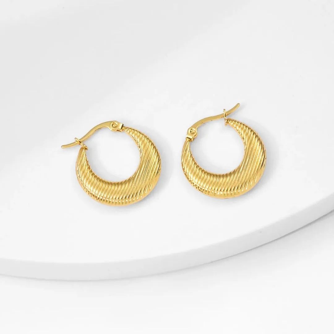 Anti Tarnish Strip Hoops Earrings