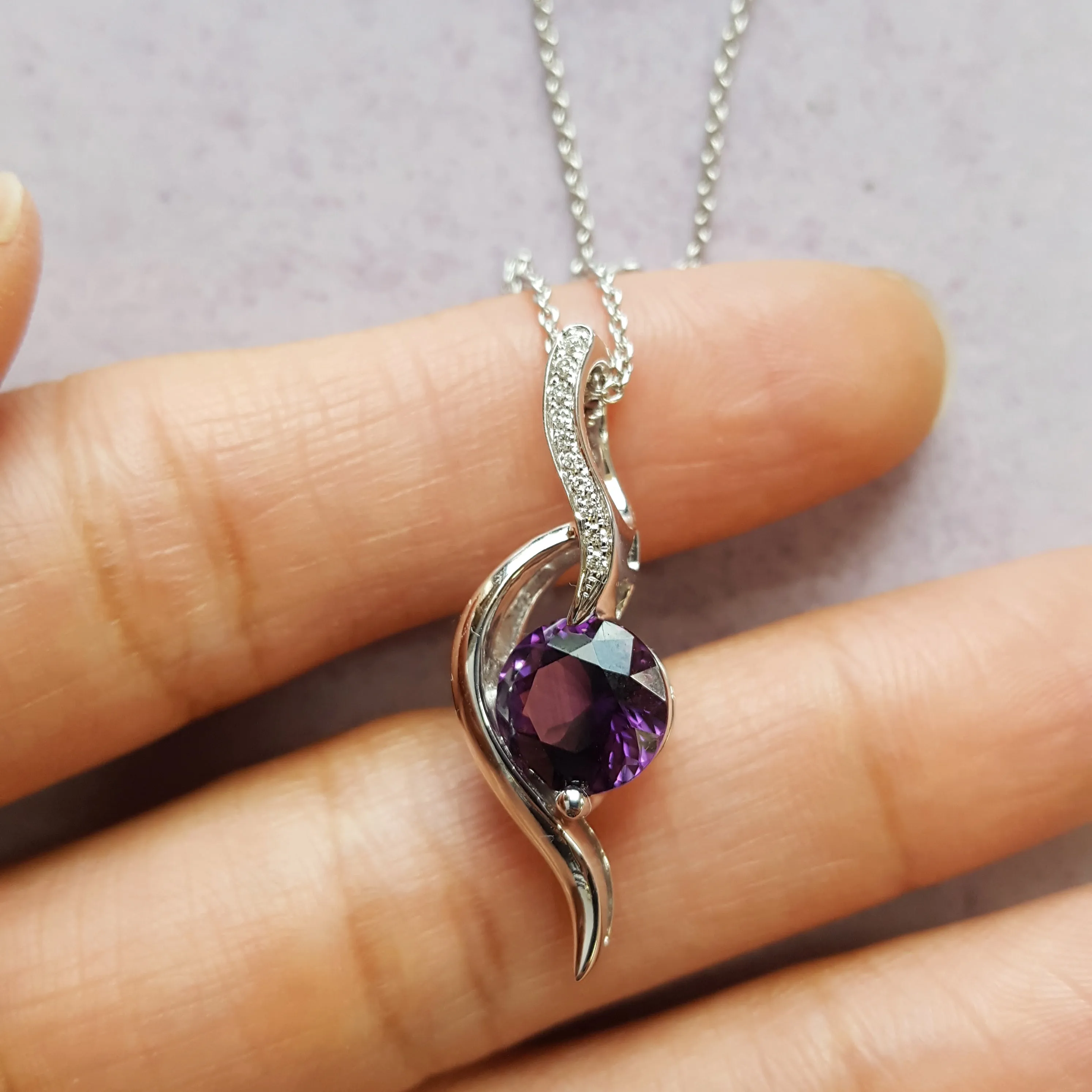 Artistic Swoop Amethyst Pendant