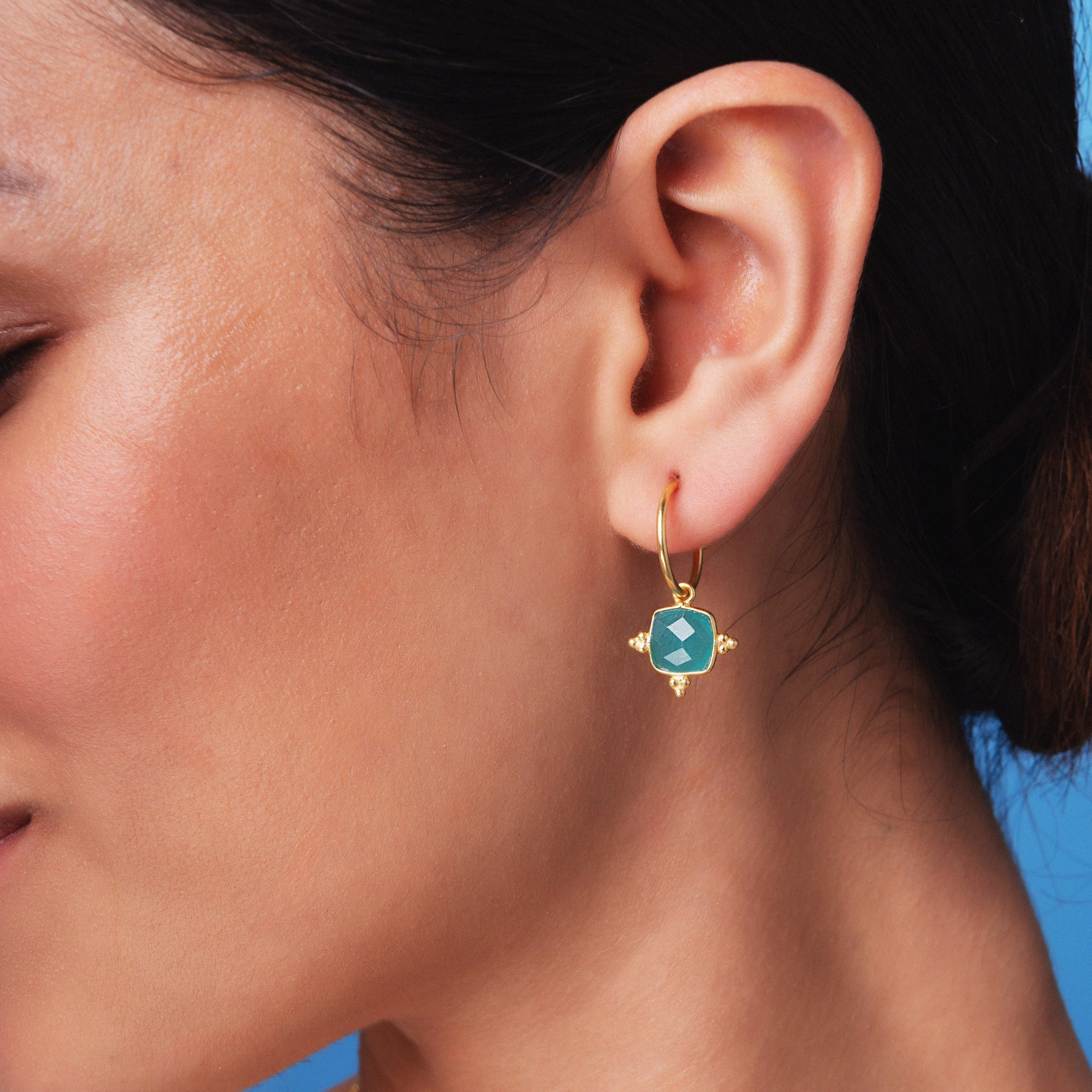 Asia Hoop Earrings Aqua Chalcedony