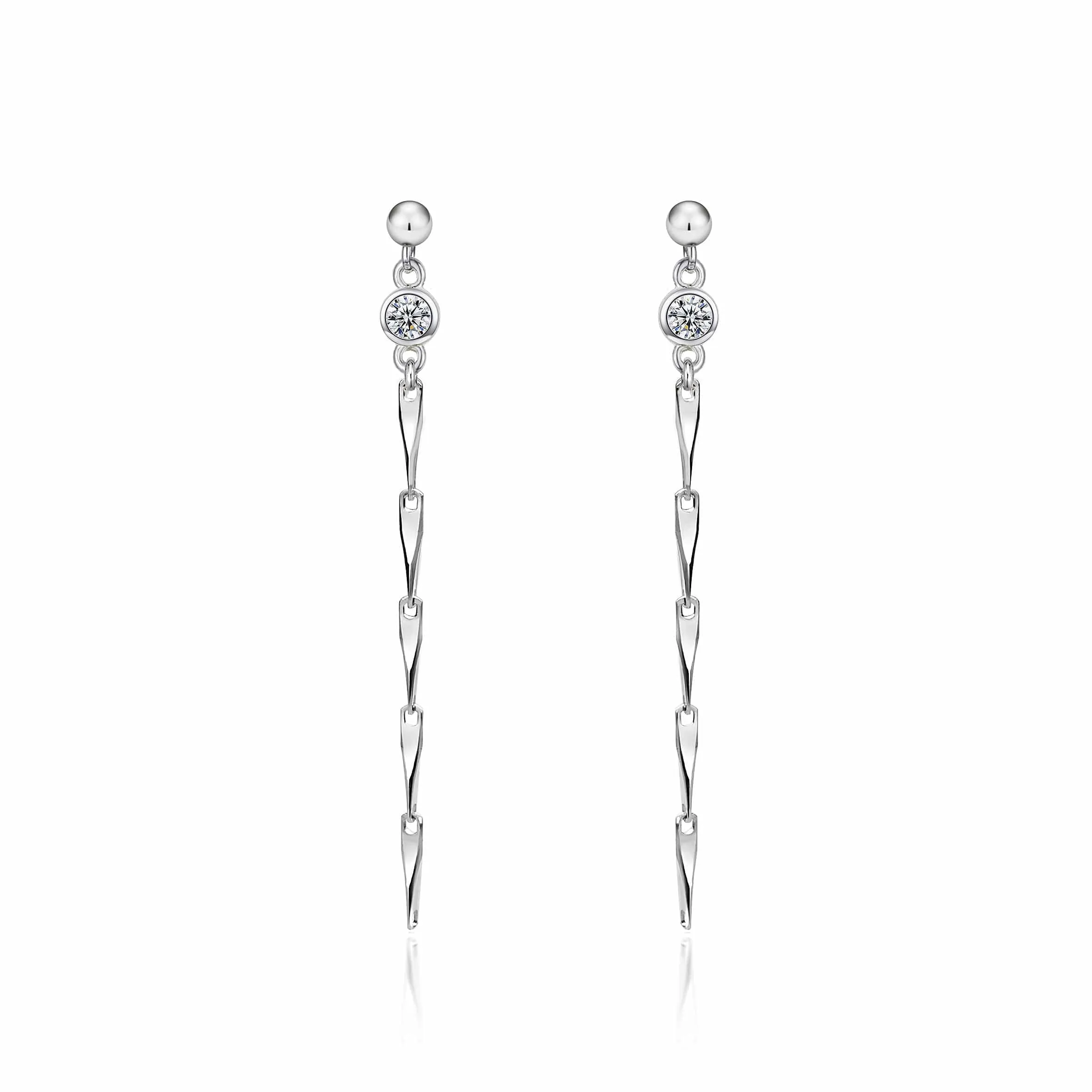 Bar Link Twist Chain Drop Earrings