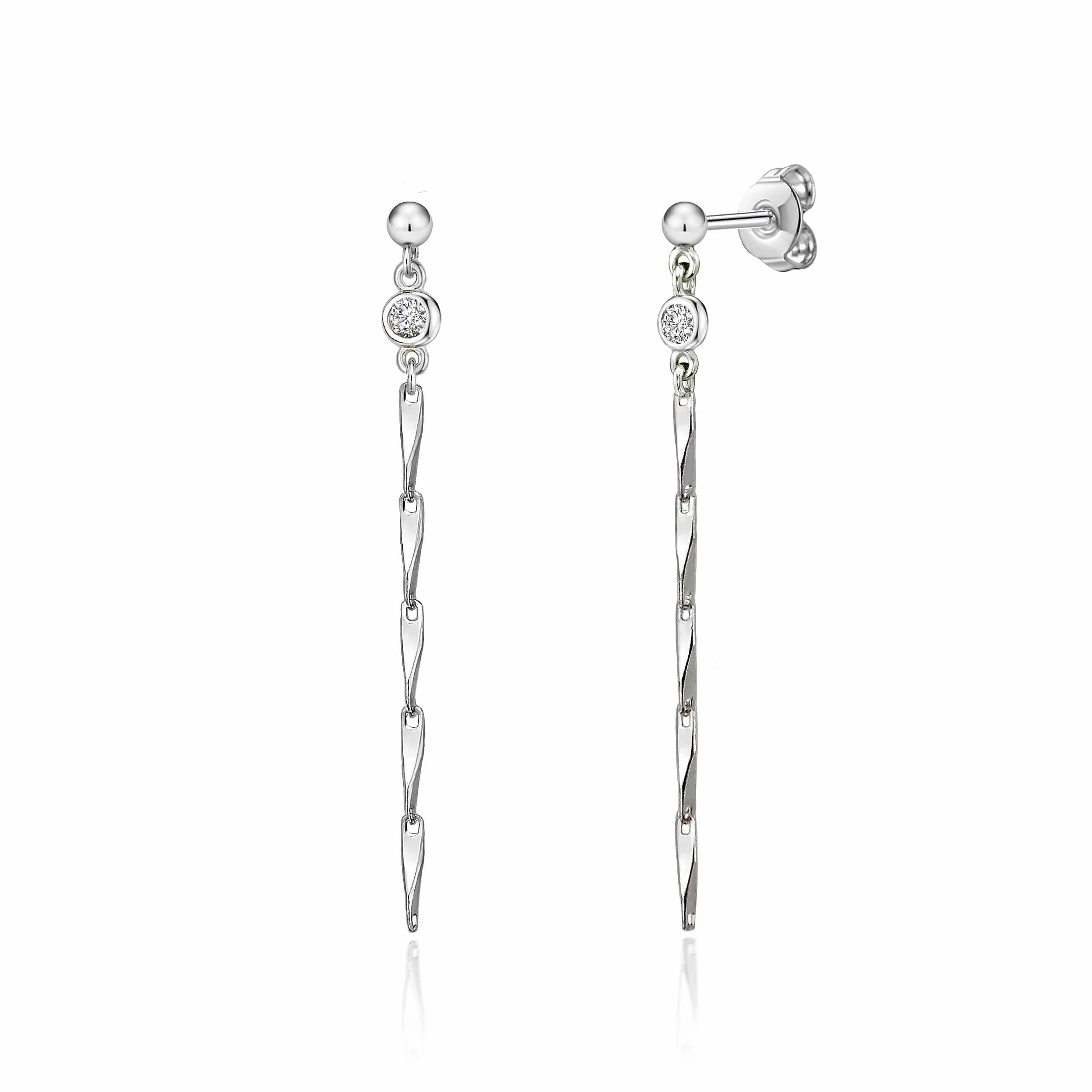Bar Link Twist Chain Drop Earrings